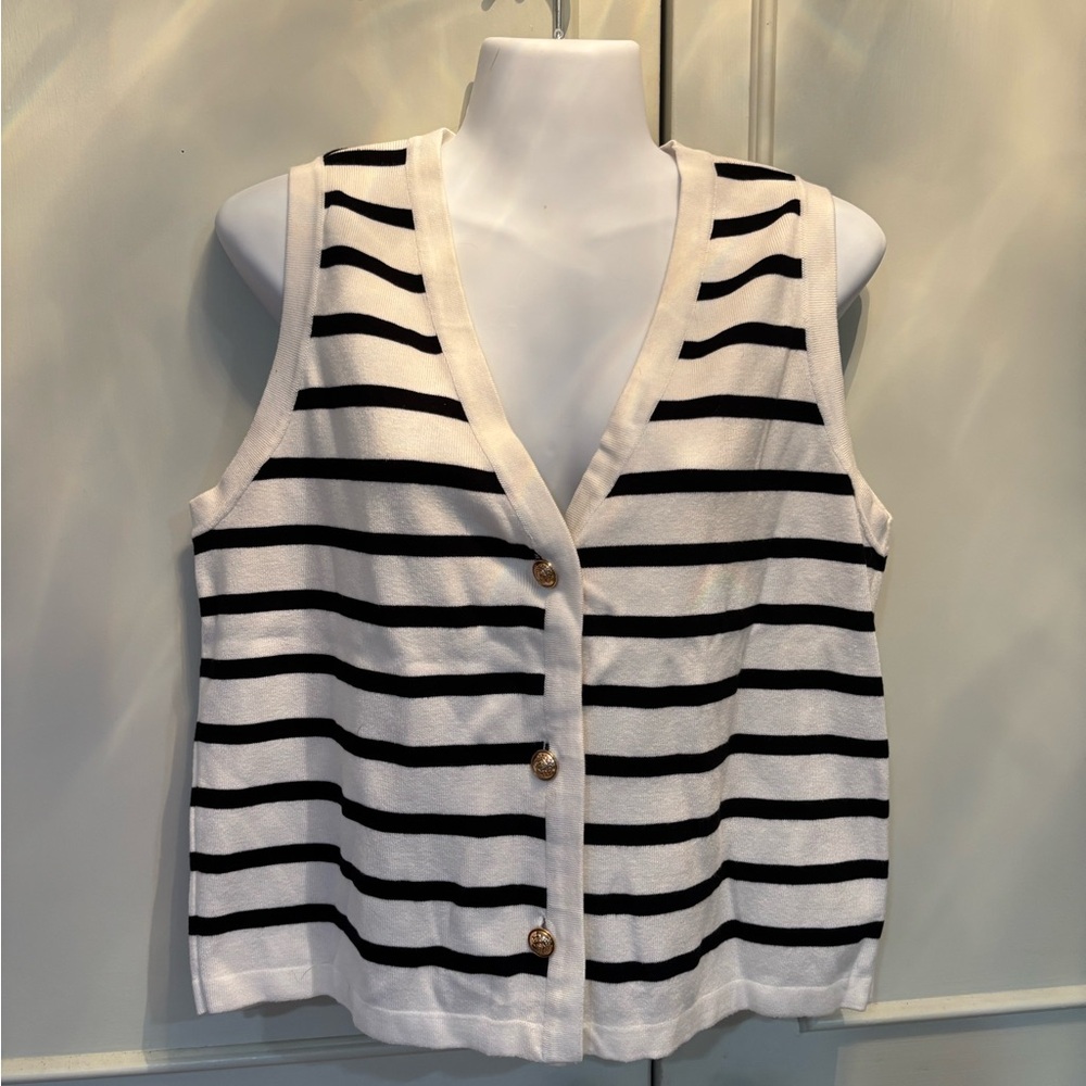 Striped Black and White Women's Top